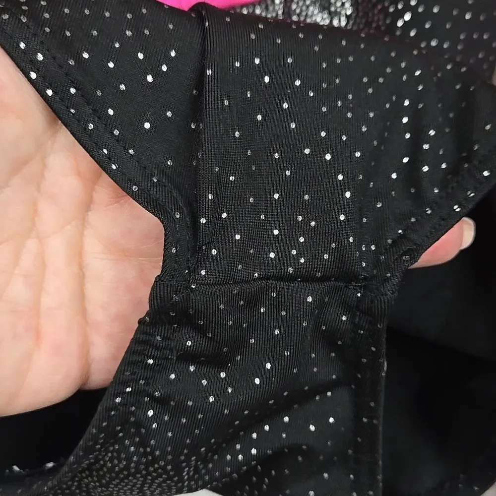 Girls Pink Black Sparkle Leotard Gymnastics Dance Tank Kids 110 3-4 Y Tumbling